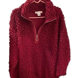 Skye’s the Limit burgundy eyelash 1/4 zip in size medium